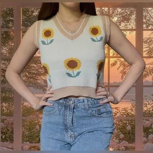 Sunflower Knit Sweater Vest